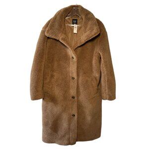 Gap Long Brown Sherpa Coat – Medium Petite – NWT